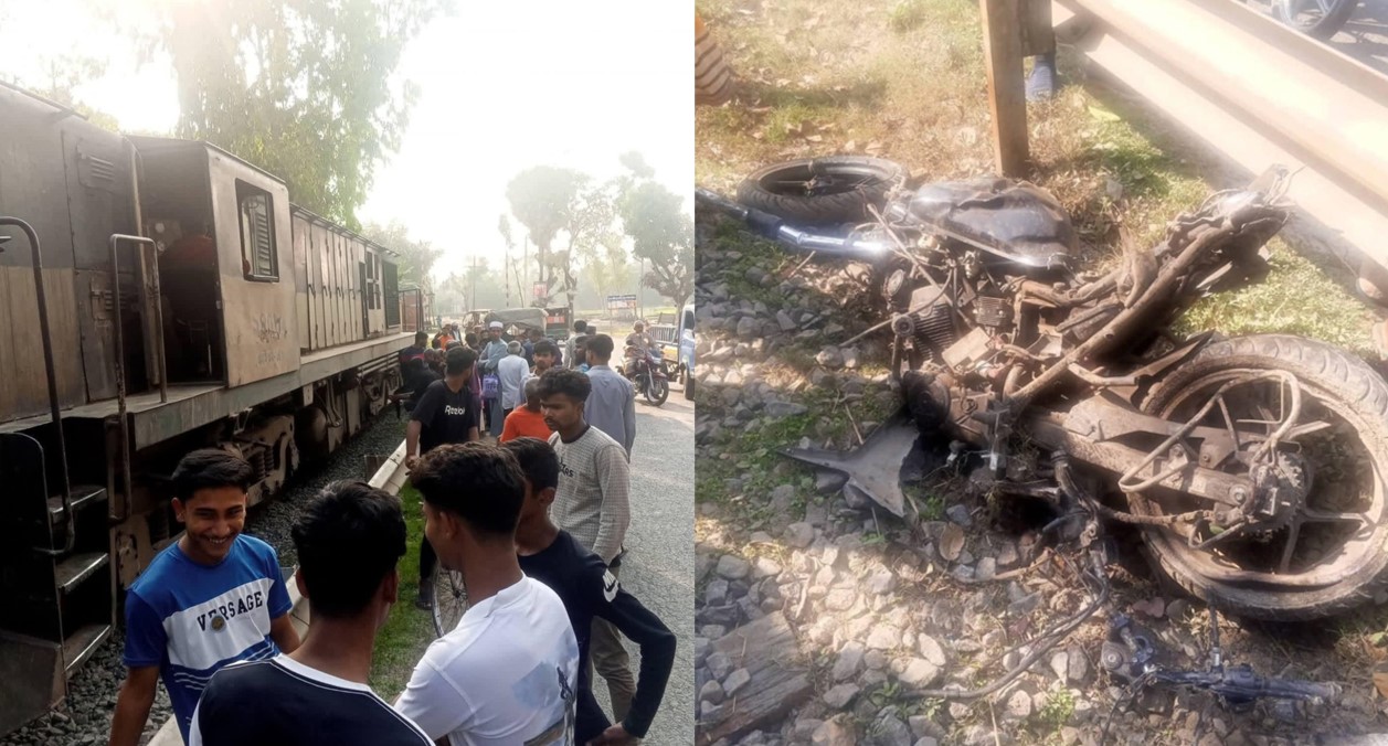 রাজারহাটে মোটরসাইকেলে ট্রেনের ধাক্কা, রেল যোগাযোগ বন্ধ