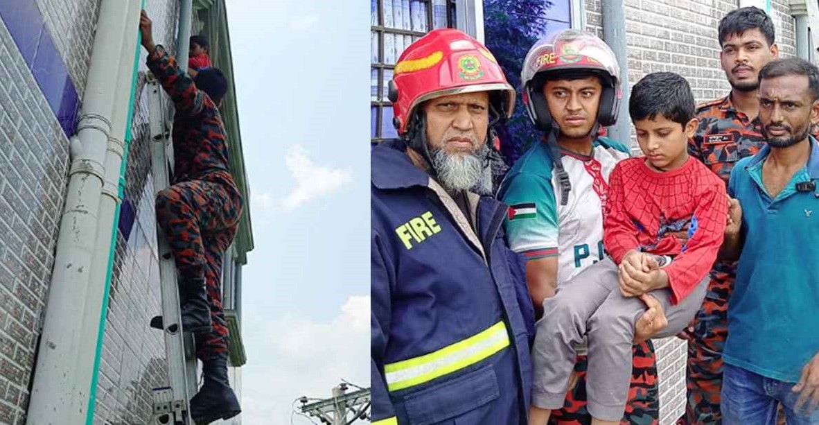 মাদরাসা থেকে পালাতে গিয়ে ভেন্টিলেটরের রেলিংয়ে আটক