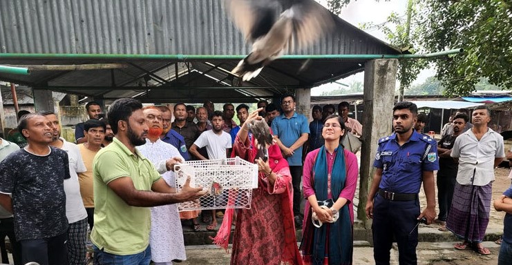 বাঘায় ২শত ঘুঘু উদ্ধার, দোকানির জরিমানা