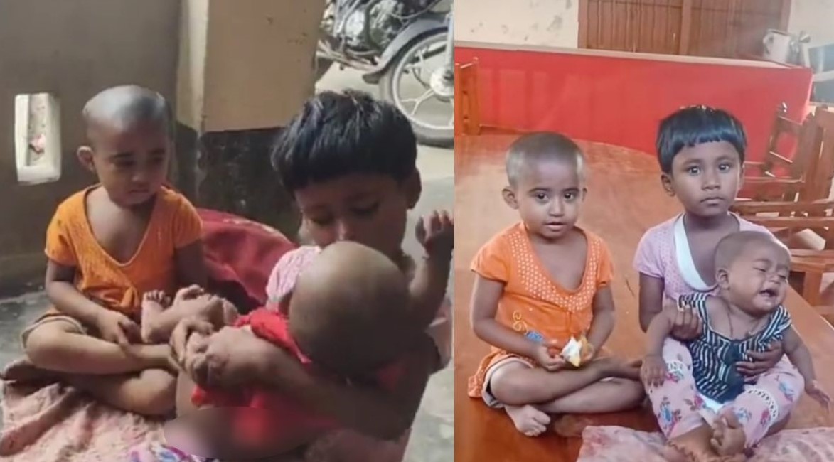 ইউনিয়ন পরিষদে ফেলে যাওয়া তিন সন্তানের কাছে ফিরলেন মা