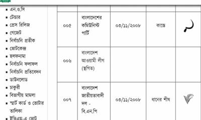 ওয়েবসাইট থেকে নৌকা প্রতীক সরালো ইসি