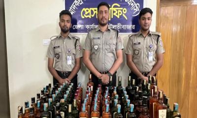 শ্রীমঙ্গলে অভিযানে ৮৬ বোতল বিদেশি মদ উদ্ধার