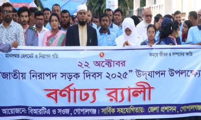 জাতীয় নিরাপদ সড়ক দিবস উপলক্ষে গোপালগঞ্জে র‌্যালি ও আলোচনা সভা