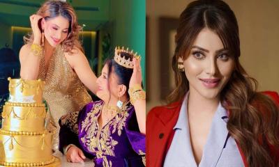 স্বর্ণের কেক কেটে মায়ের জন্মদিন উদযাপন উর্বশীর