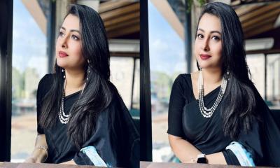 কালো শাড়িতে গ্ল্যামারাস পূর্ণিমা