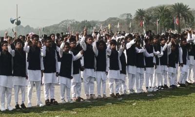 টুঙ্গিপাড়ায় ৭১৪ শিশুর কণ্ঠে বঙ্গবন্ধুর ভাষণ